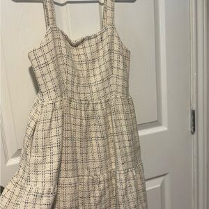 TCEC Cream and Black Plaid Kids Dress